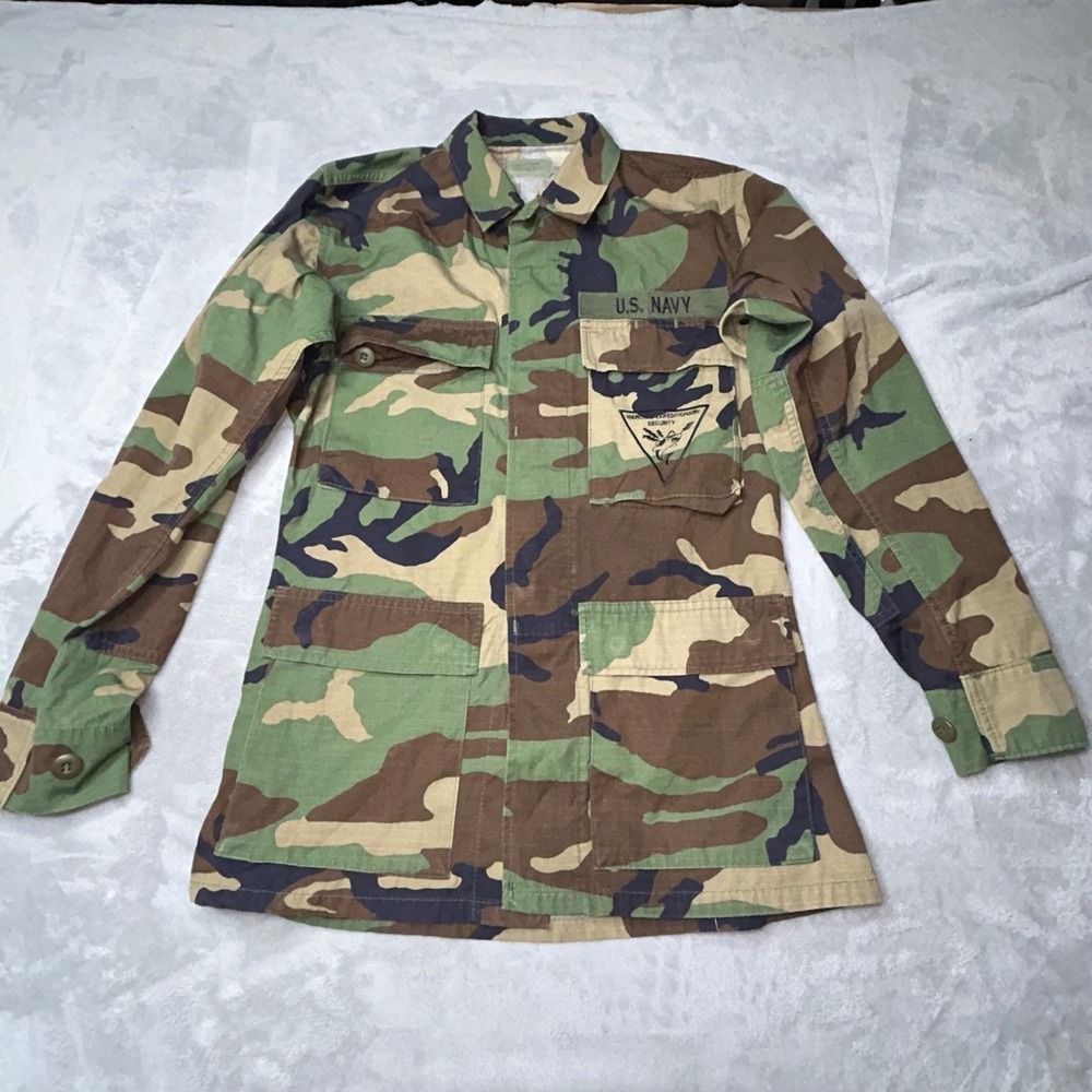 US Navy Woodland Camo BDU Shirt XS Maritime Expeditionary Security Military